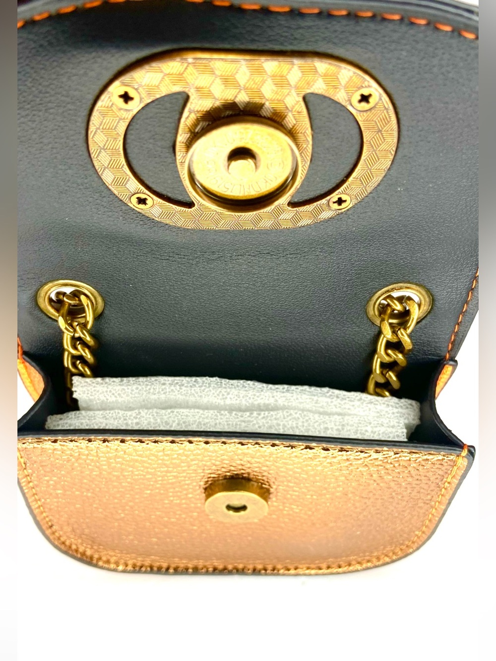 NWOT Kurt Geiger Metallic Copper-Gold Mini Crossbody Bag - Picture 2 of 5